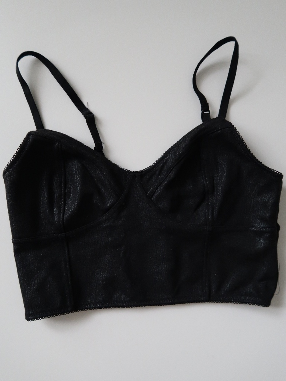 Express Faux Leather Crop Top | Black | Size S